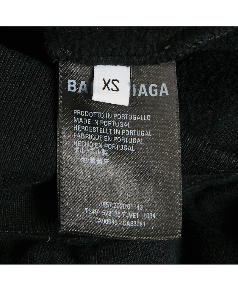 Pre-Owned Balenciaga Men's Black Sponsor Logo Embroidered Cotton Hoodie