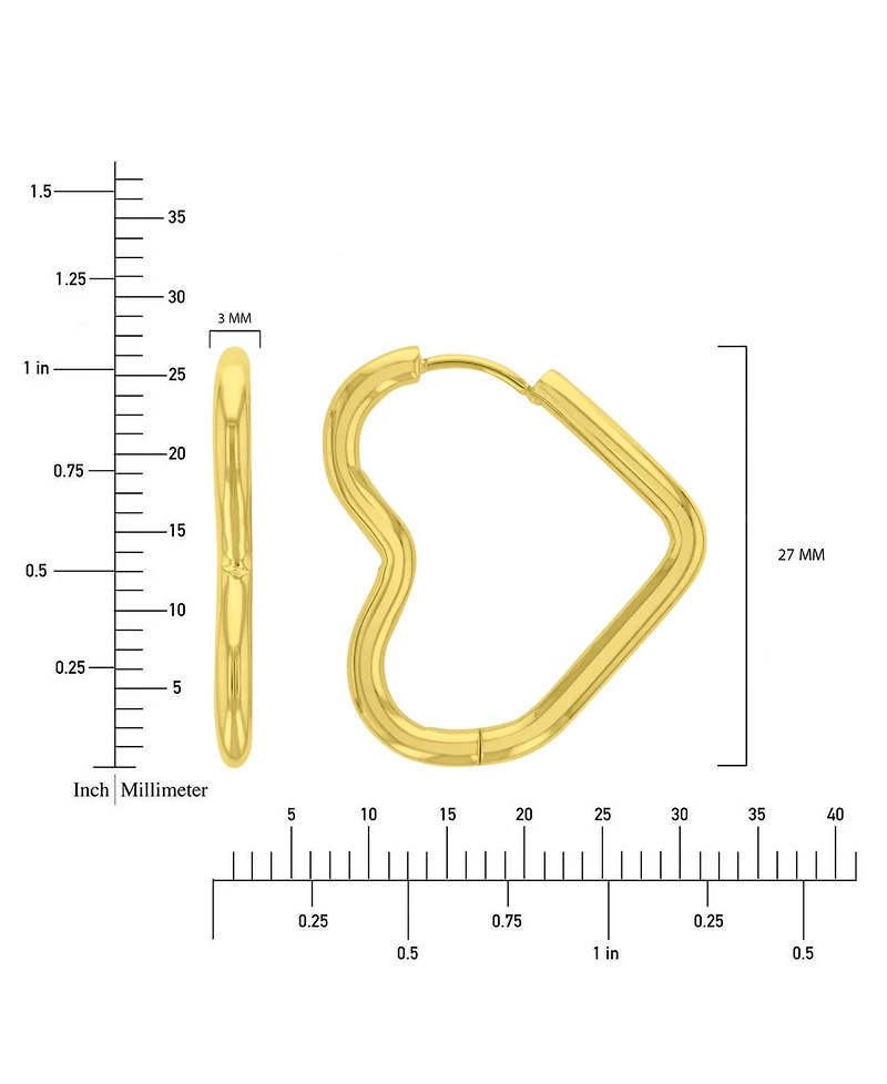 Roxy Waterproof Yellow 27mm Tube Heart Hoop Earrings