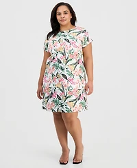 Jones New York Plus Size Printed Side-Button Dress
