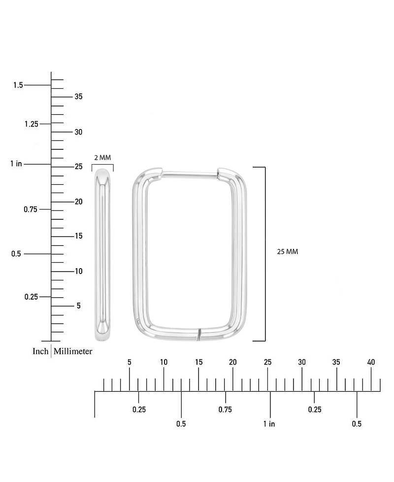 Roxy Waterproof Yellow 25mm Tube Rectangle Hoop Earrings