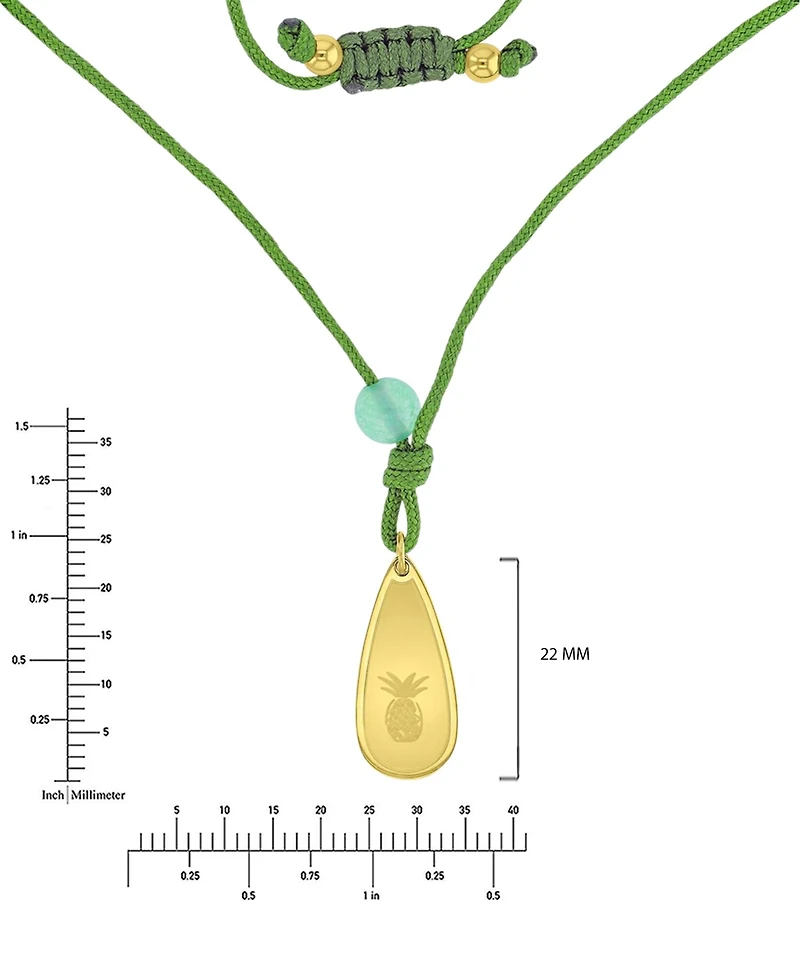 Roxy Waterproof Yellow Pineapple Green Aventurine Adjustable Necklace