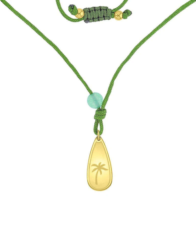 Roxy Waterproof Yellow Palm Tree Green Aventurine Adjustable Necklace