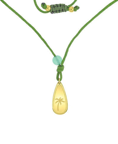 Roxy Waterproof Yellow Palm Tree Green Aventurine Adjustable Necklace