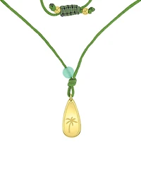Roxy Waterproof Yellow Palm Tree Green Aventurine Adjustable Necklace
