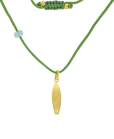 Roxy Waterproof Yellow Surfboard Green Aventurine Adjustable Necklace