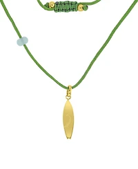 Roxy Waterproof Yellow Surfboard Green Aventurine Adjustable Necklace