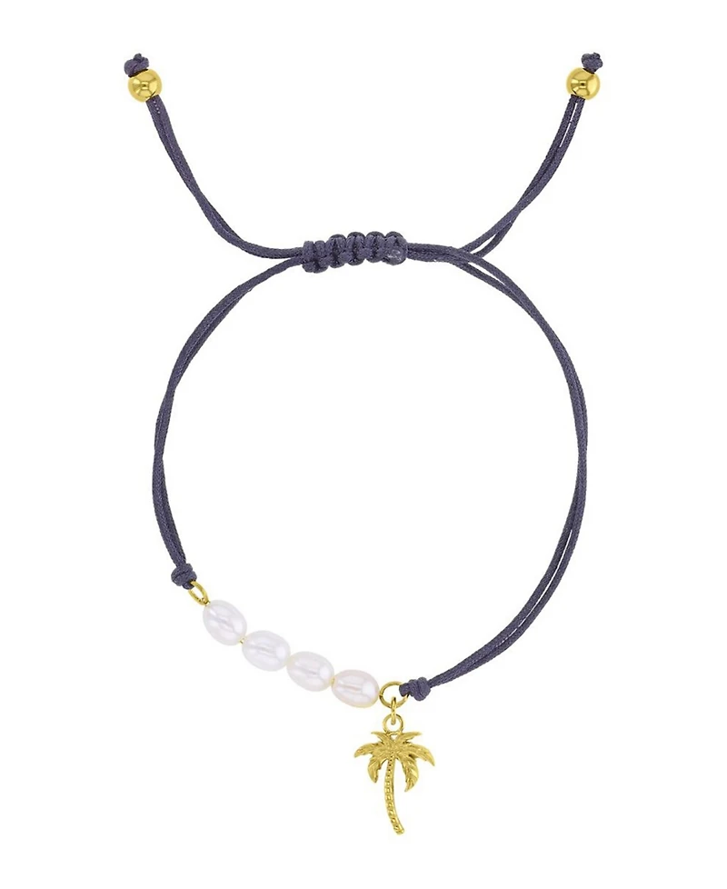 Roxy Waterproof Yellow Palm Tree Pearl Adjustable Bracelet