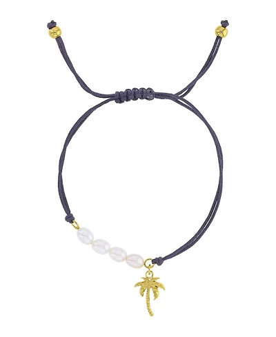 Roxy Waterproof Yellow Palm Tree Pearl Adjustable Bracelet