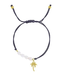 Roxy Waterproof Yellow Palm Tree Pearl Adjustable Bracelet