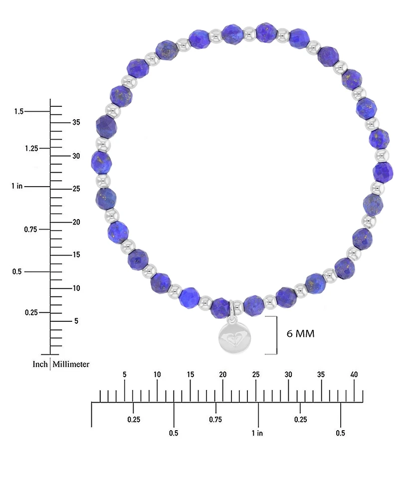 Roxy Waterproof Platinum Lapis Stretch Bracelet