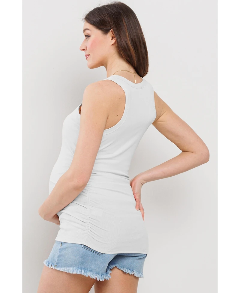 Hello Miz Maternity Side Ruched Ribbed Tank Top