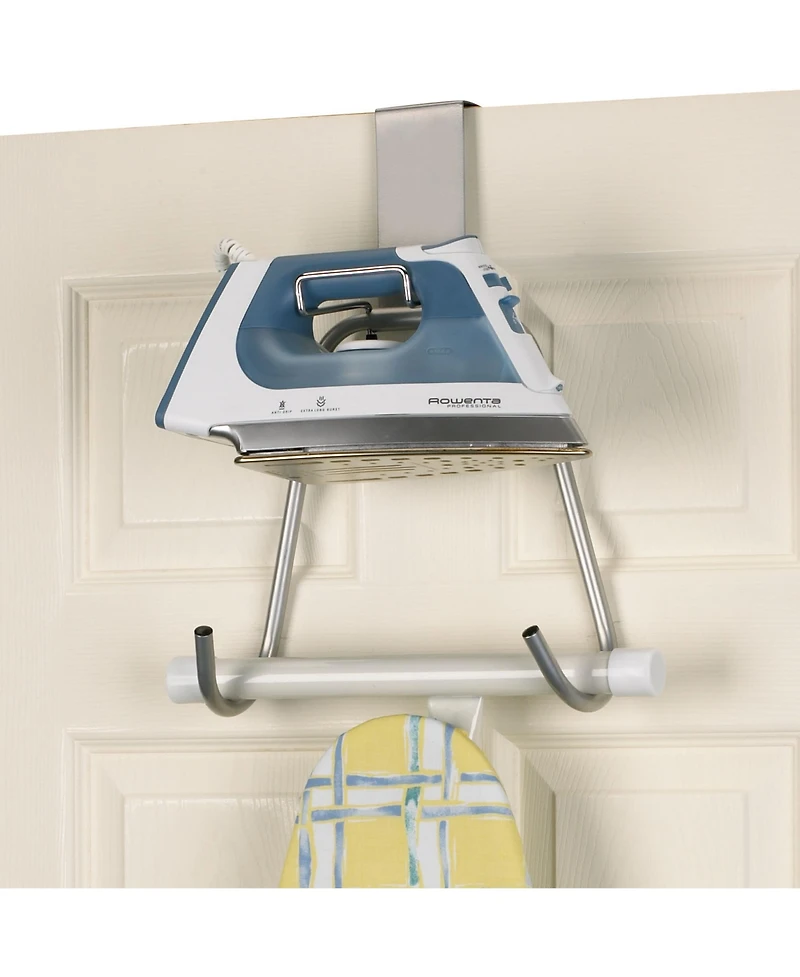 Household Essentials Over-The-Door Iron and Ironing Board Holder, Chrome