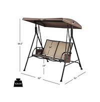 2-Person Patio Swing with Adjustable Canopy and 2 Storage Pocket