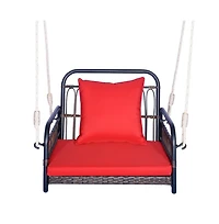 Patio Rattan Porch Swing Hammock Chair with Seat Cushion