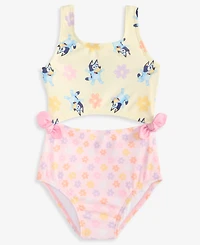 Bluey Girls' 2-6X Floral-Print Swimsuit