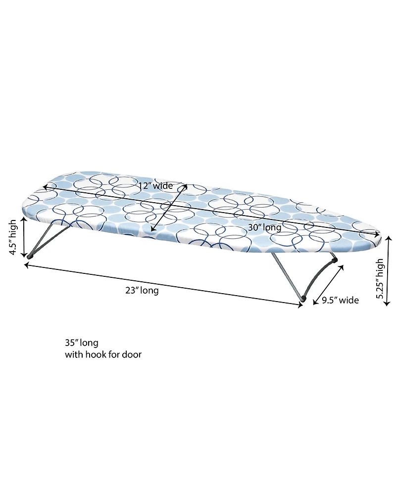 Household Essentials Handy Board Table Top Ironing Board, Silver with Magic Rings Cover