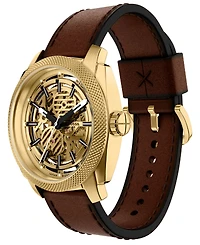 Fossil Men's Machine Automatic Brown Leather Watch, 45mm