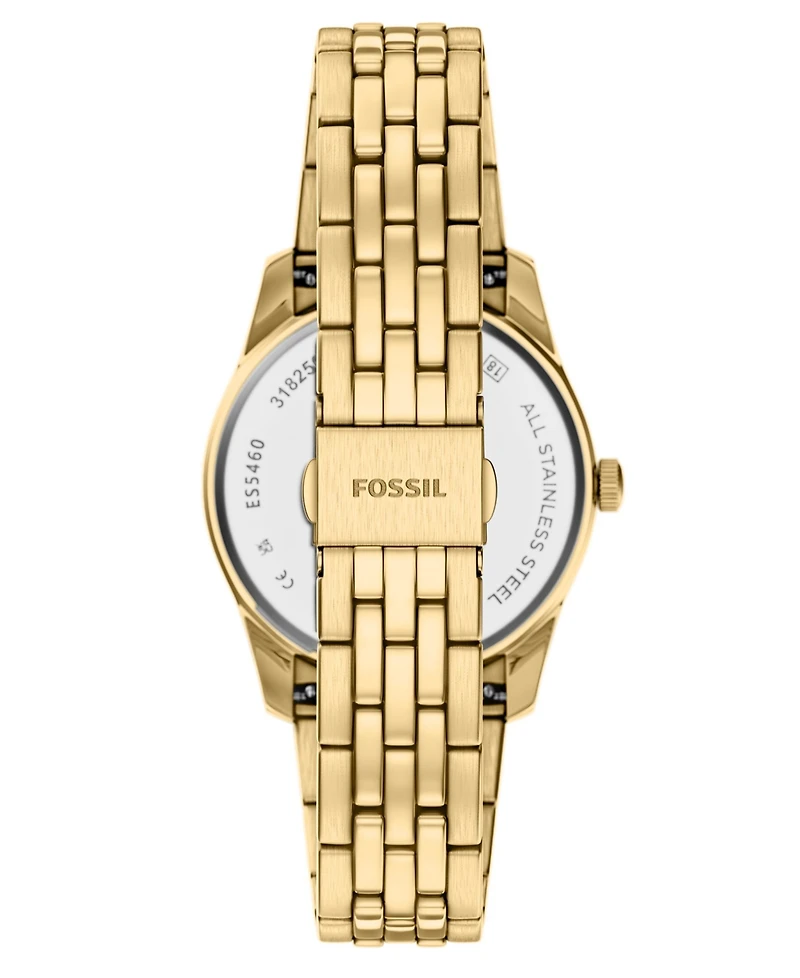 Fossil Women's Scarlette Three-Hand Day-Date Gold-Tone Stainless Steel Watch, 34mm