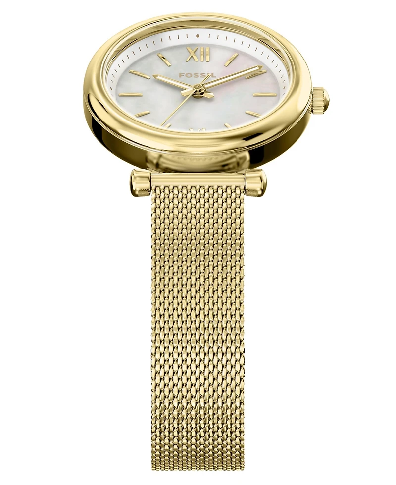 Fossil Women's Carlie Three-Hand Gold-Tone Stainless Steel Watch, 28mm