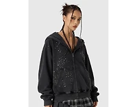 Aelfric Eden Women's Rhinestone Boxy Zip Up V302 Hoodie