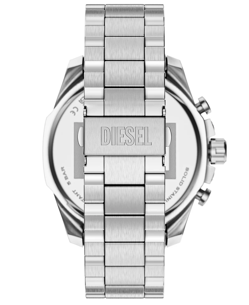 Diesel Men's Mega Chief Slim Quartz Chronograph Silver Stainless Steel Watch, 48mm