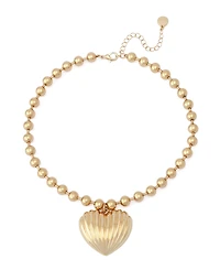 Steve Madden Gold Fluted Heart Pendant Necklace