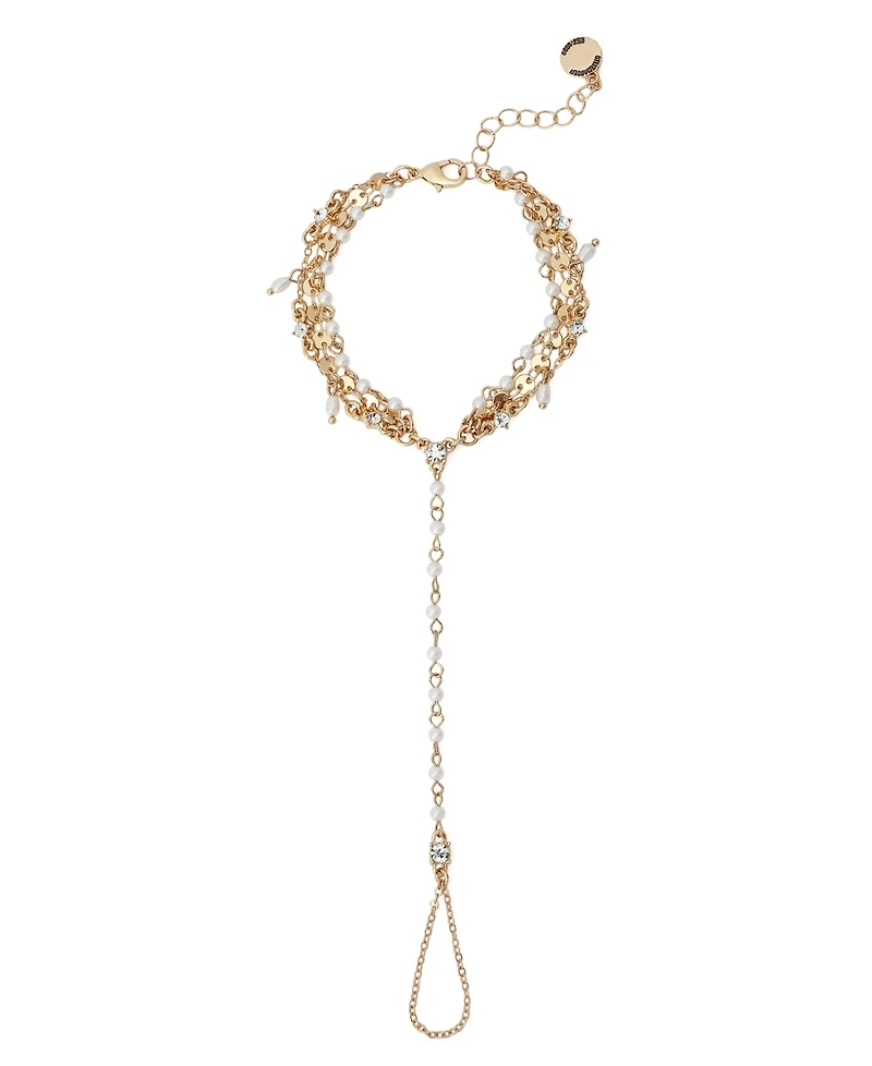 Steve Madden Faux Stone Mother of Pearl Layered Strand Hand Chain