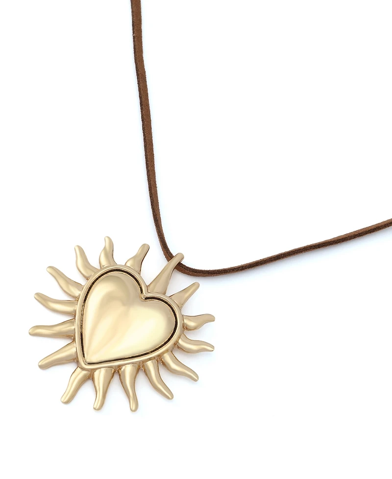 Steve Madden Gold Sunburst Heart Pendant Necklace