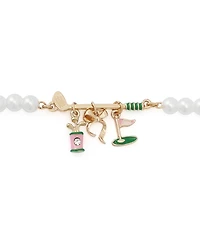 Betsey Johnson Faux Stone Golf Charm Mother of Pearl Strand Bracelet