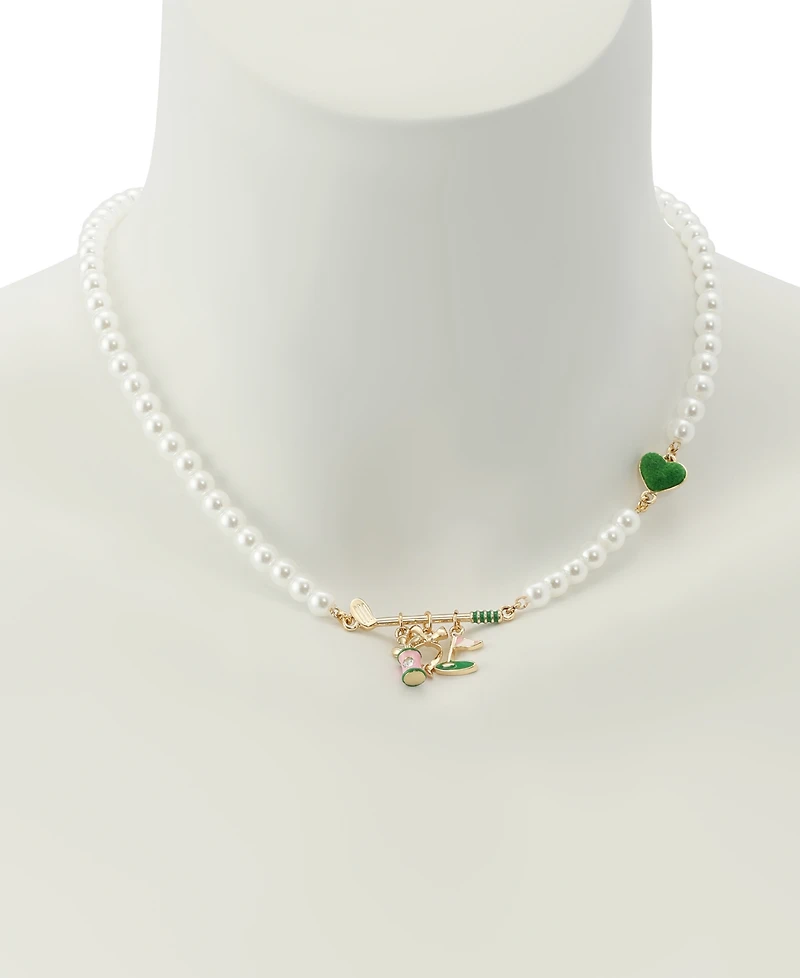 Betsey Johnson Faux Stone Golf Bib Mother of Pearl Necklace