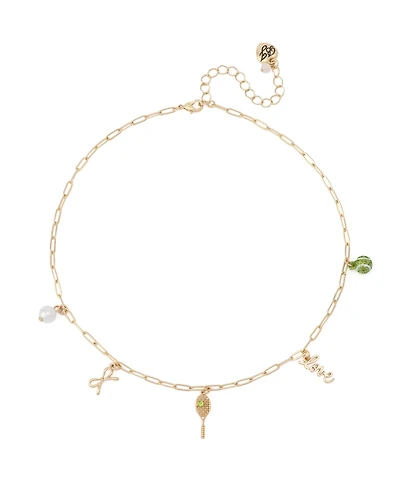 Betsey Johnson Faux Stone Tennis Charm Bib Necklace