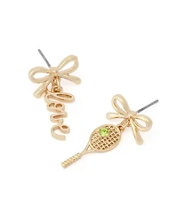 Betsey Johnson Faux Stone Tennis Racquet Love Mismatch Earrings
