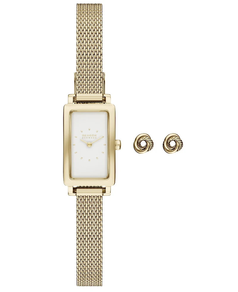 Skagen Women's Hagen Micro Gift Set Quartz Two-Hand Gold Stainless Steel Watch, 30mm