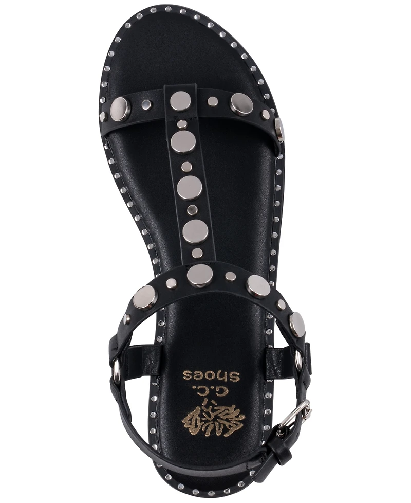 Gc Shoes Women's Trinity Studded Strappy Flat Sandals