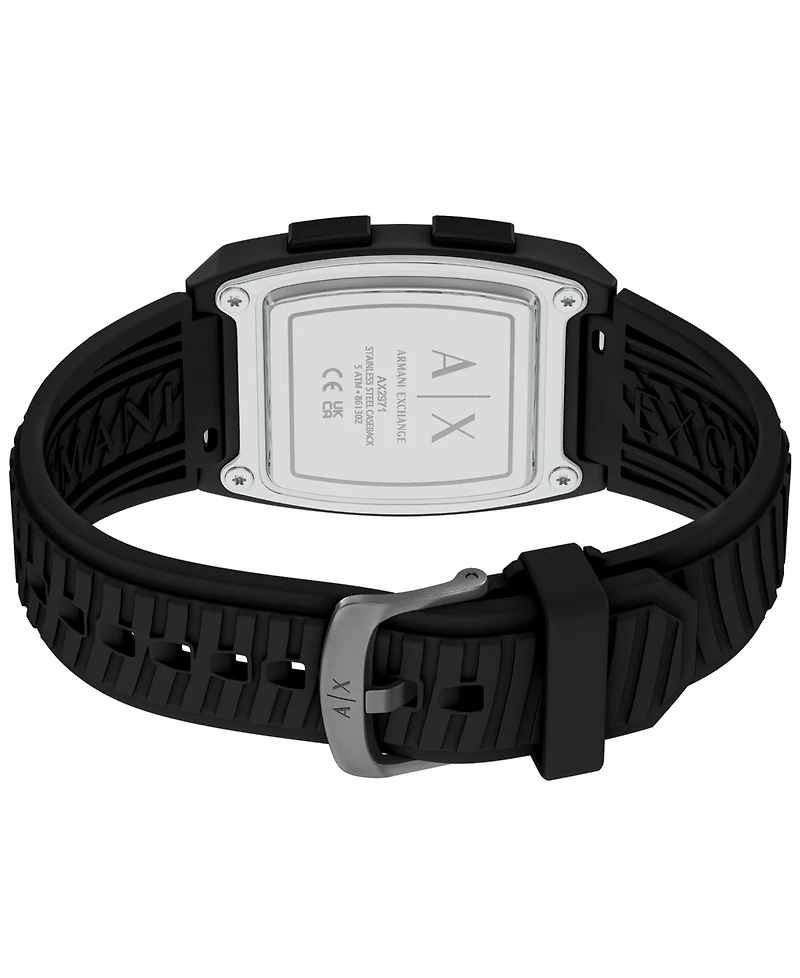 Armani Exchange Men's Lcd Black Silicone Watch, 42mm