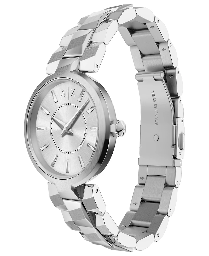 Armani Exchange Women's Quartz Two-Hand Silver Stainless Steel Watch, 34mm