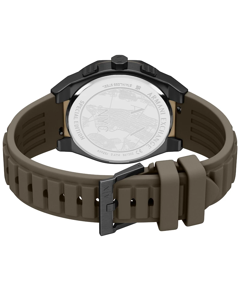 Armani Exchange Men's Sync Quartz Chronograph Brown Silicone Watch, 44mm