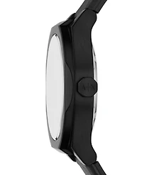Armani Exchange Men's Sync Automatic Black Leather Watch, 44mm