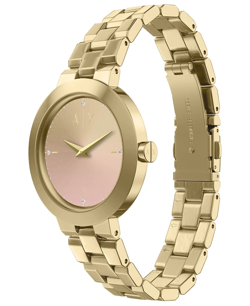 Armani Exchange Women's Quartz Two-Hand Gold Stainless Steel Watch, 36mm