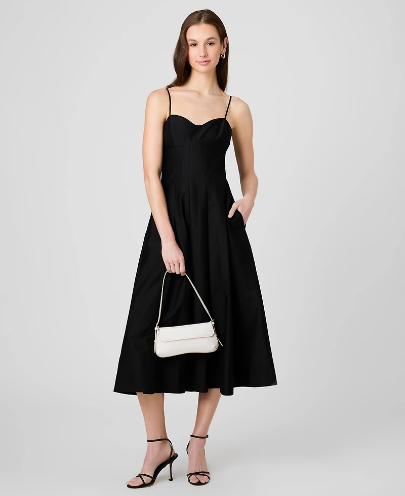 French Connection Women's Sateen Pleated Midi Dress