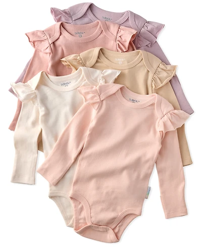 butterblu Baby Girls' Ashley Ruffle Shoulder Long-Sleeve Bodysuits 5-Pack