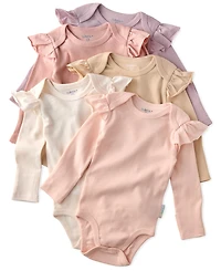 butterblu Baby Girls' Ashley Ruffle Shoulder Long-Sleeve Bodysuits 5-Pack