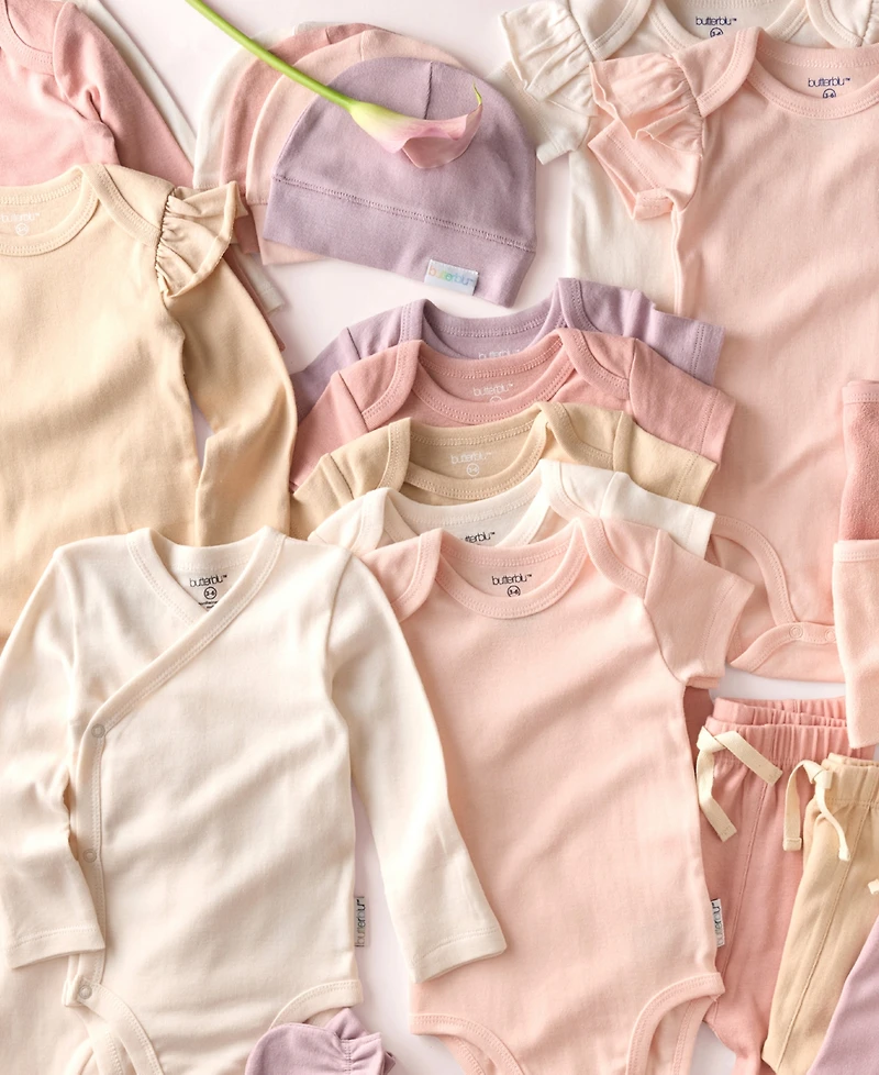 butterblu Baby Girls' Ashley Ruffle Shoulder Long-Sleeve Bodysuits 5-Pack