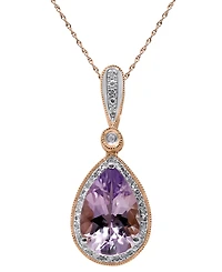 Macy's Rose Amethyst (2-1/3 ct. t.w.) & Diamond (1/20 ct. t.w.) Pendant Necklace in 14k Rose Gold