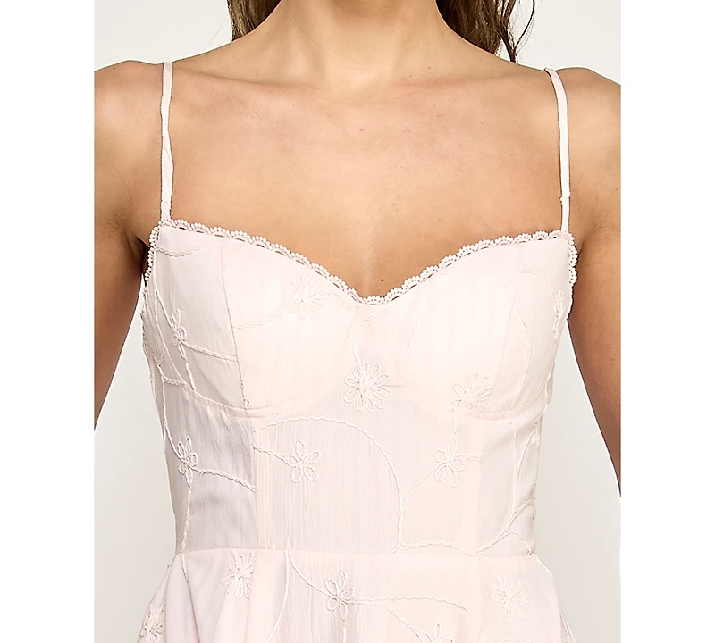 Alex & Sophia Juniors' Sweetheart Embroidered Fit Flare Midi Dress