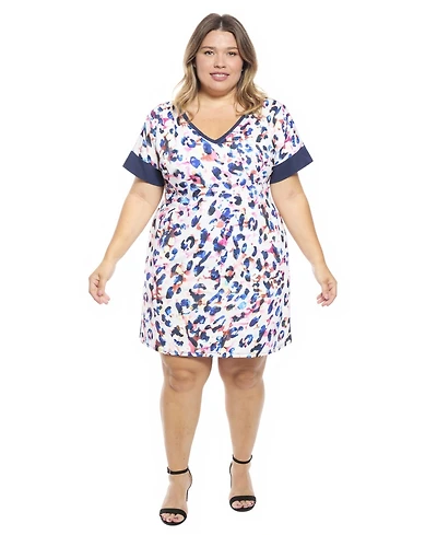 24seven Comfort Apparel Plus Abstract T-Shirt Dress