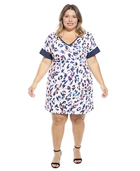 24seven Comfort Apparel Plus Abstract T-Shirt Dress