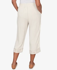Alfred Dunner Plus Natural Wonder Crochet Trim Linen Capri Pants