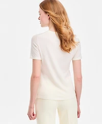 Anne Klein Women's Merino Wool Short-Sleeve Sweater