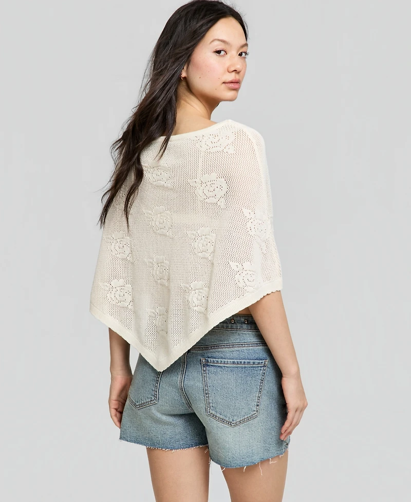 And Now This Women's Pointelle Cropped Sweater Poncho, Macy's Exclusive